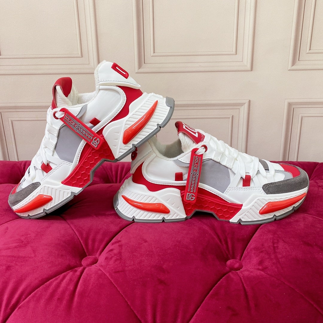 Dolce & Gabbana White Gray Red Airmaster Sneakers