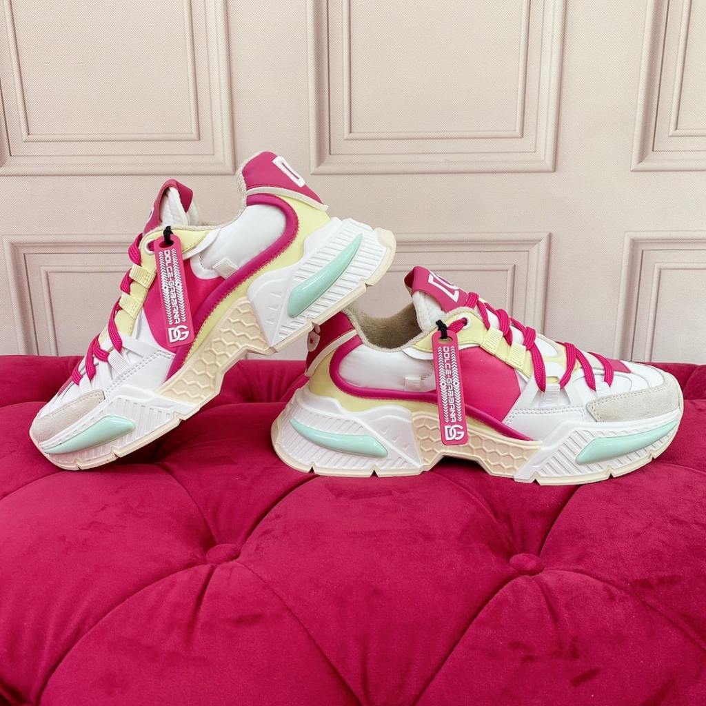 Dolce & Gabbana White and Pink Airmaster Sneakers
