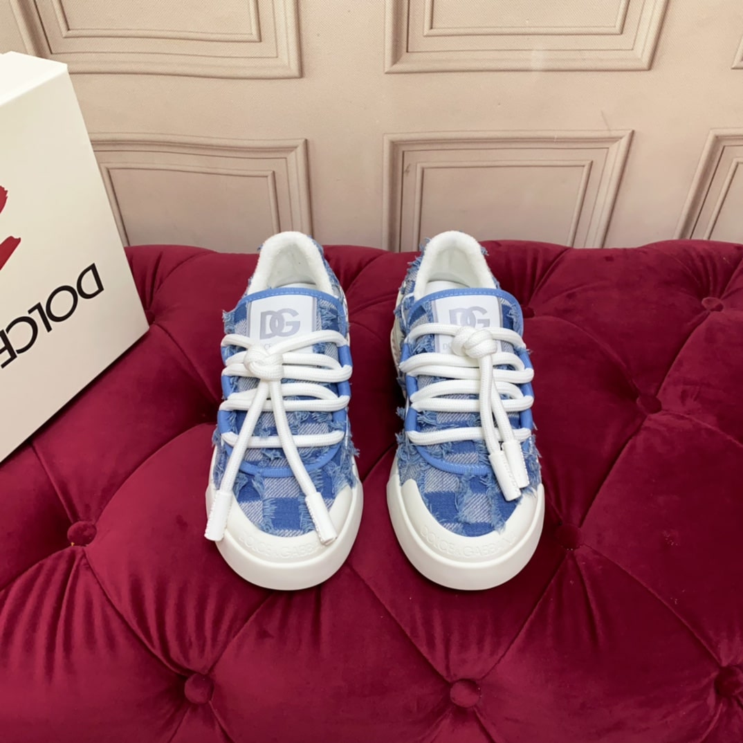 Dolce & Gabbana Women Calfskin Blue Sneakers - Image 4