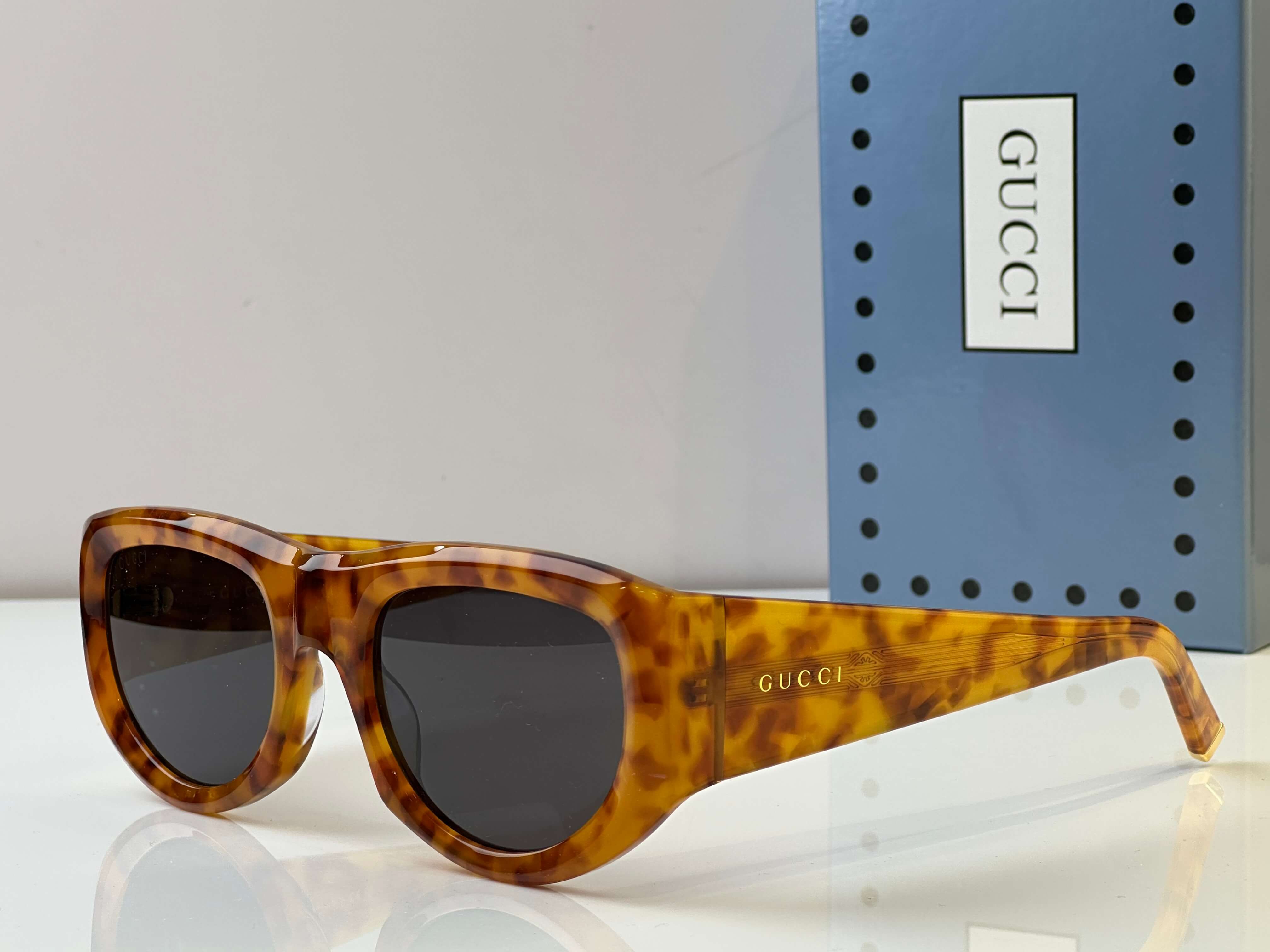 Gucci GG0598S 002 Havana Rectangular Women's Sunglasses - Image 3