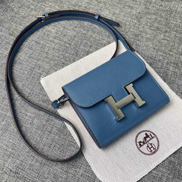 Hermès Constance 13cm Mini Shoulder Blue Bag