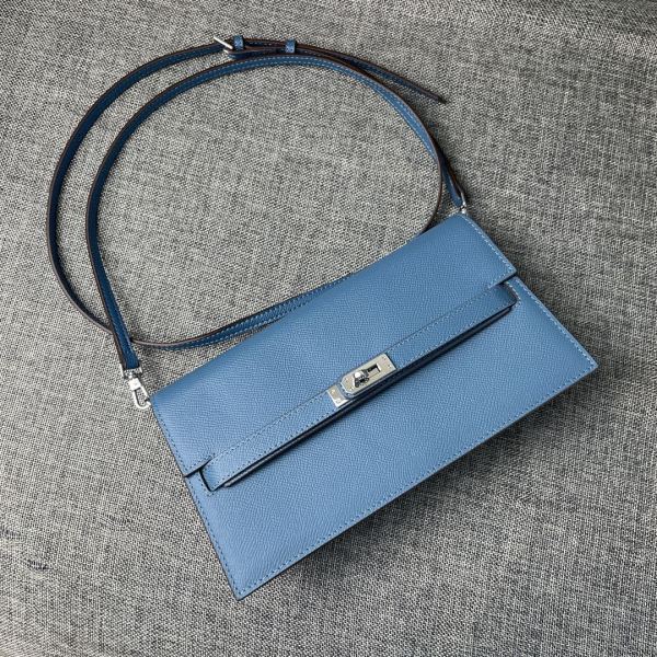 Hermès Kelly Classic To Go Blue Wallet
