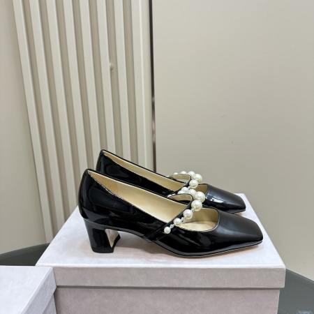 Jimmy Choo Black Patent Leather Pumps with Pearls