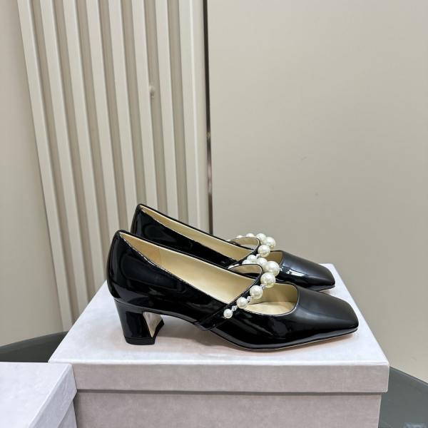 Jimmy Choo Black Patent Leather Pumps with Pearls