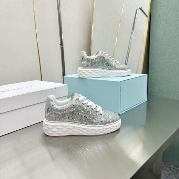 Jimmy Choo Diamond Light Maxi  Crystal Shimmer Suede Sneakers