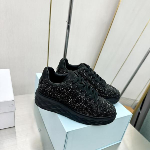 Jimmy Choo Diamond Maxi Black Crystal Sneakers