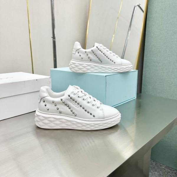 Jimmy Choo Diamond Maxi Low-Top White Sneakers