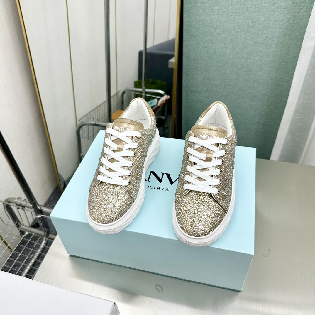 Jimmy Choo Diamond Maxi Luxury Designer Leather Sneakers - Image 5