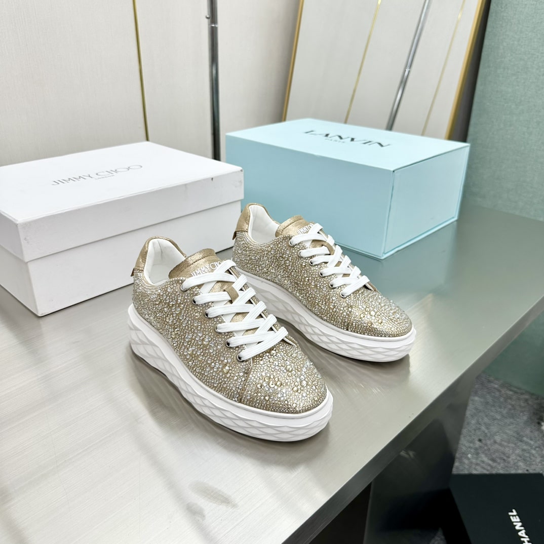 Jimmy Choo Diamond Maxi Luxury Designer Leather Sneakers - Image 6