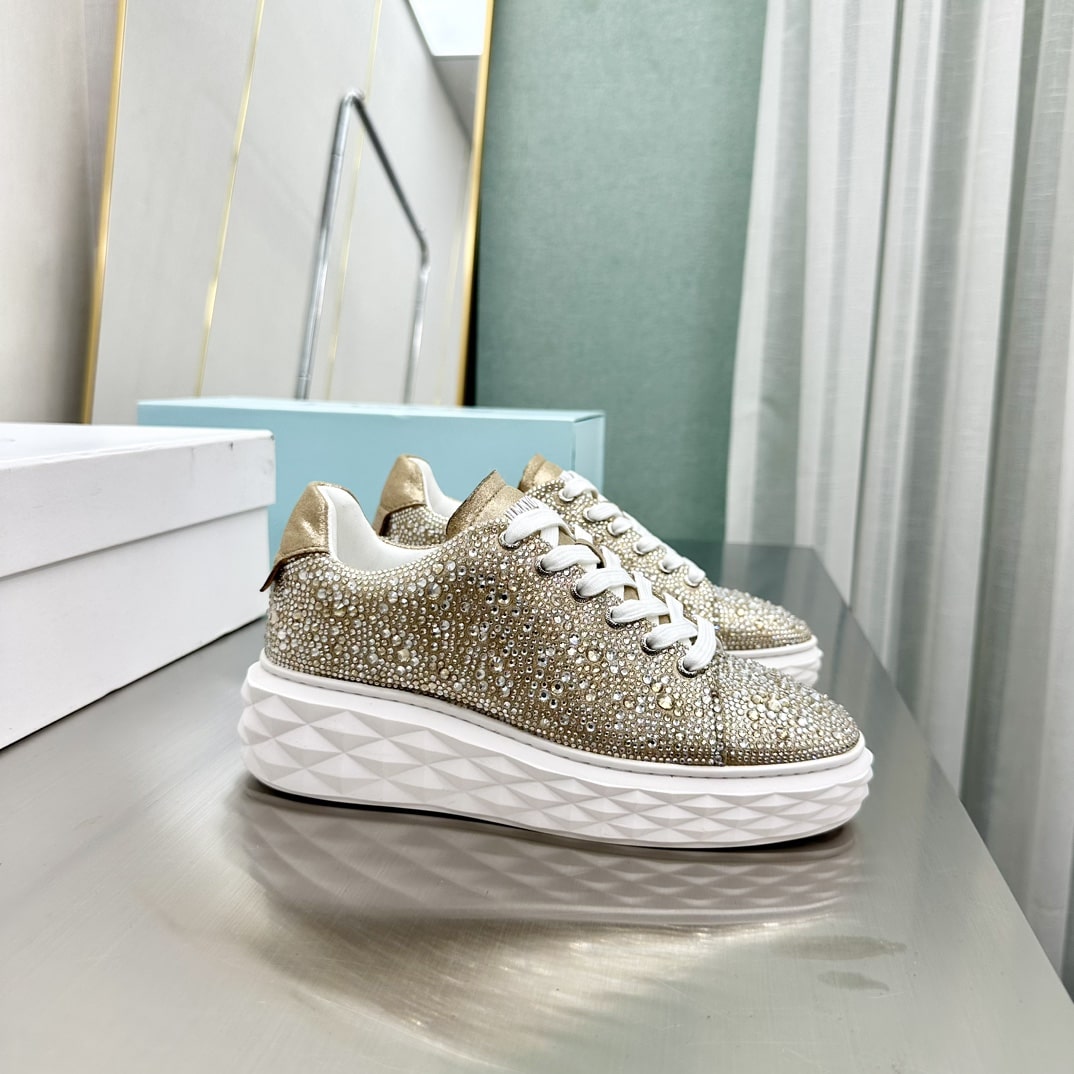 Jimmy Choo Diamond Maxi Luxury Designer Leather Sneakers - Image 4