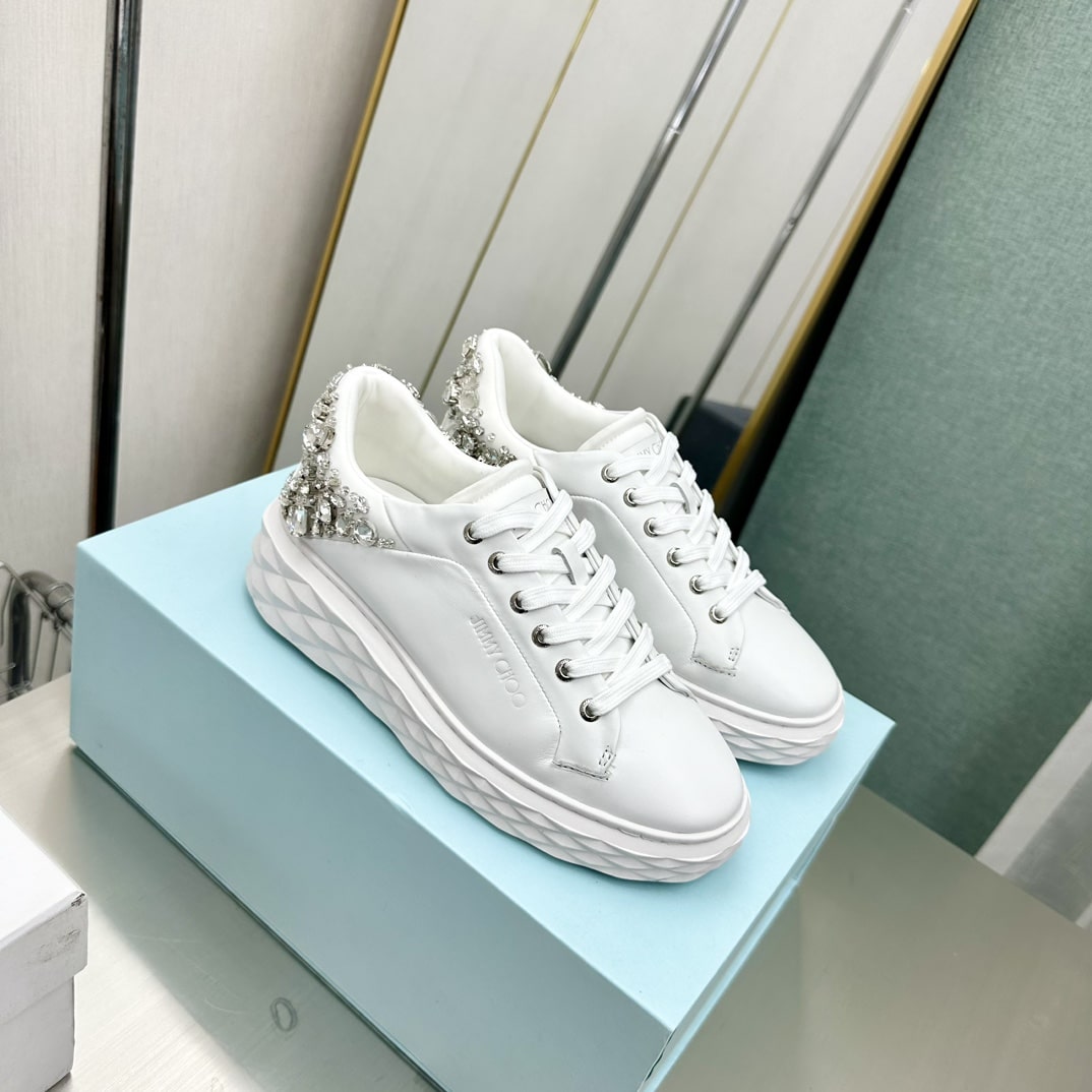 Jimmy Choo White Fine Chain Sneakers - Image 2
