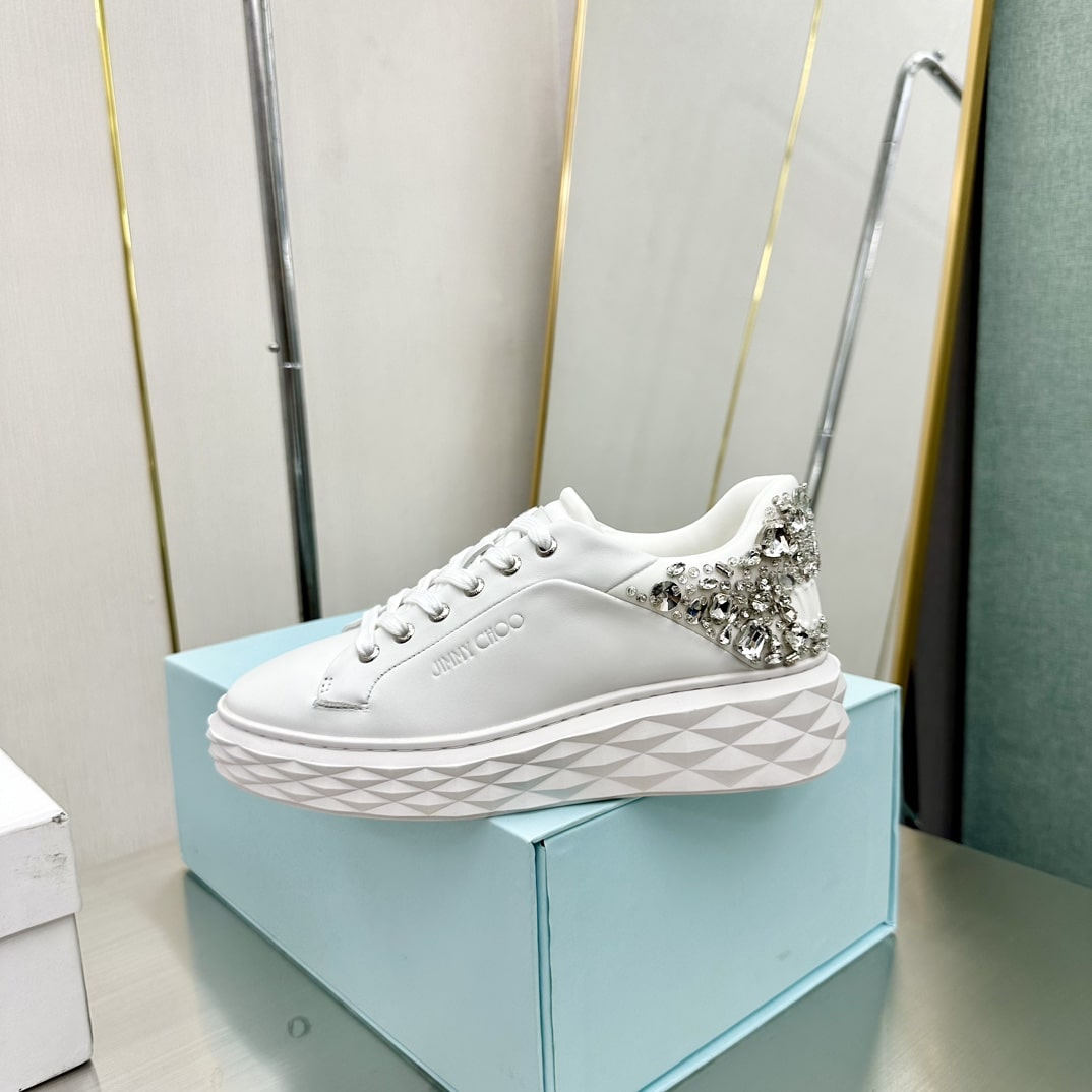 Jimmy Choo White Fine Chain Sneakers - Image 9