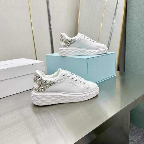 Jimmy Choo White Fine Chain Sneakers