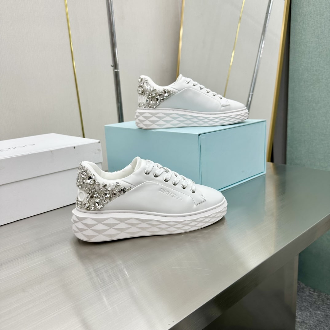 Jimmy Choo White Fine Chain Sneakers