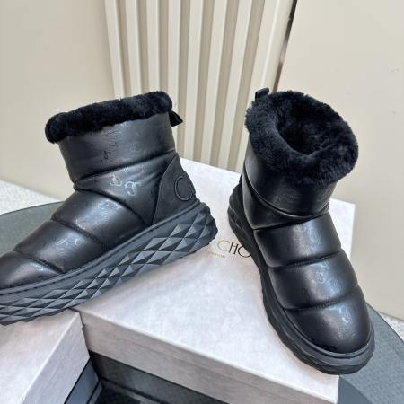 Jimmy Choo Xan Black Leather Snow Boots
