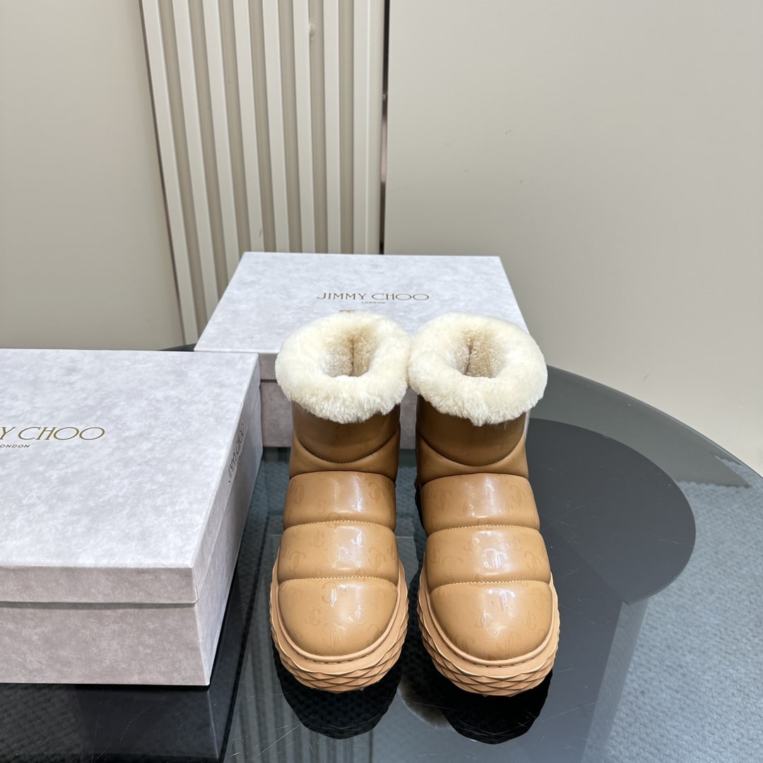 Jimmy Choo Xan Brown Leather Snow Boots - Image 3