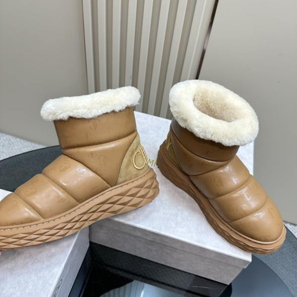 Jimmy Choo Xan Brown Leather Snow Boots