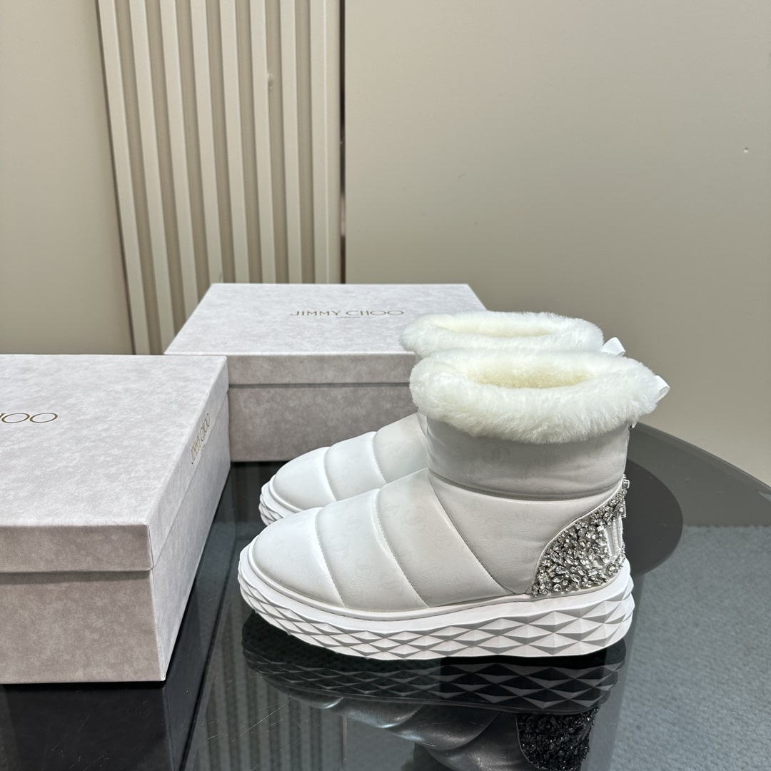 Jimmy Choo Xan White Leather Snow Boots - Image 2