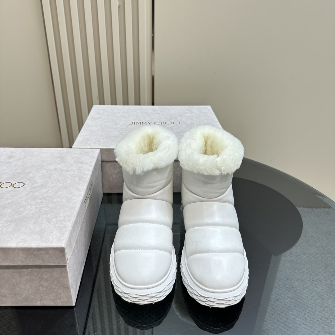 Jimmy Choo Xan White Leather Snow Boots - Image 3