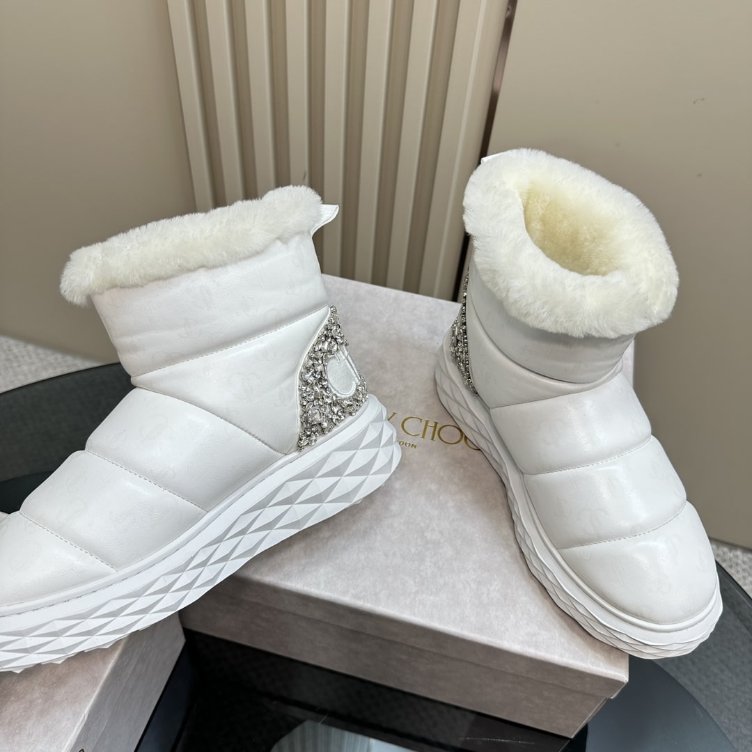Jimmy Choo Xan White Leather Snow Boots - Image 10
