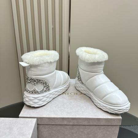 Jimmy Choo Xan White Leather Snow Boots
