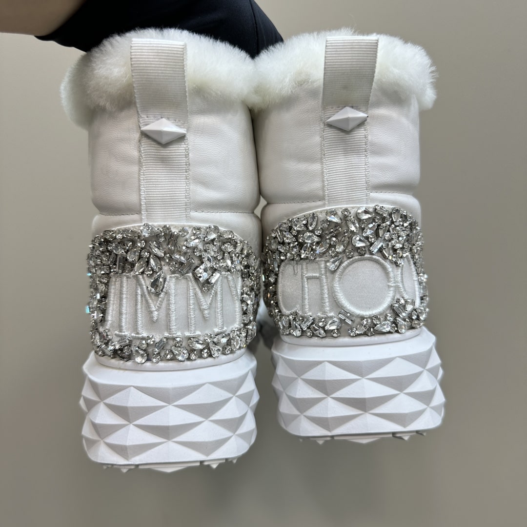 Jimmy Choo Xan White Leather Snow Boots - Image 6