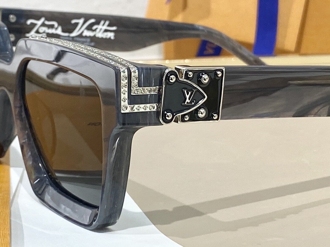 Louis Vuitton 1.1 Millionaires Sunglasses - Marbled Grey & Blue - Image 12