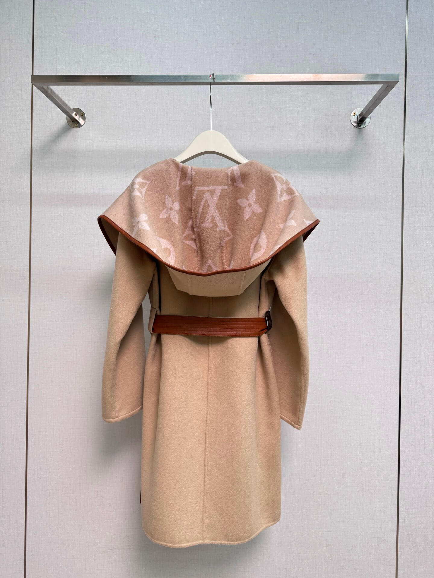Louis Vuitton Beige & Pink Monogram Wool Wrap Coat - Image 10