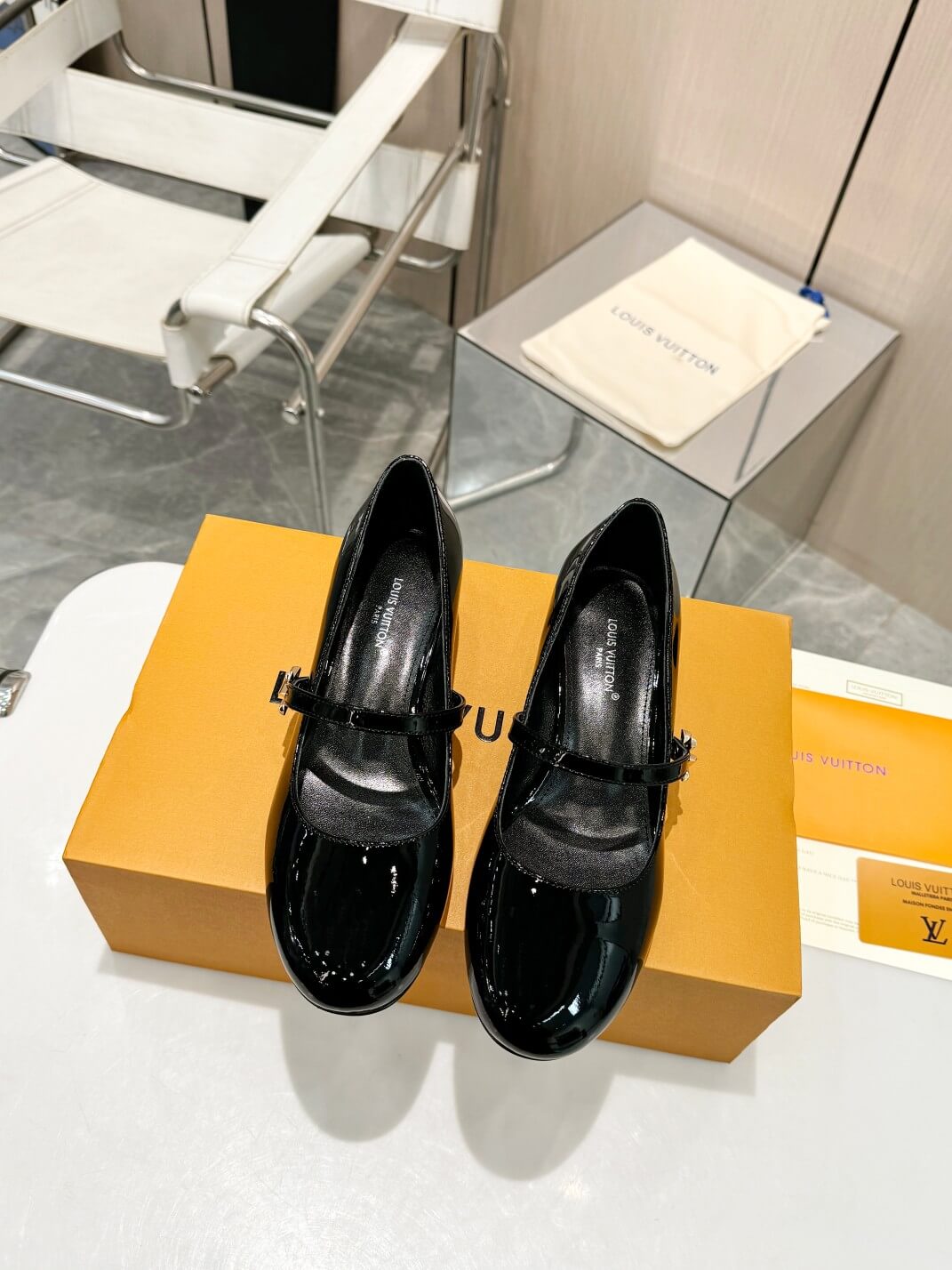 Louis Vuitton Black Patent Leather Mary Jane Pumps - Image 4