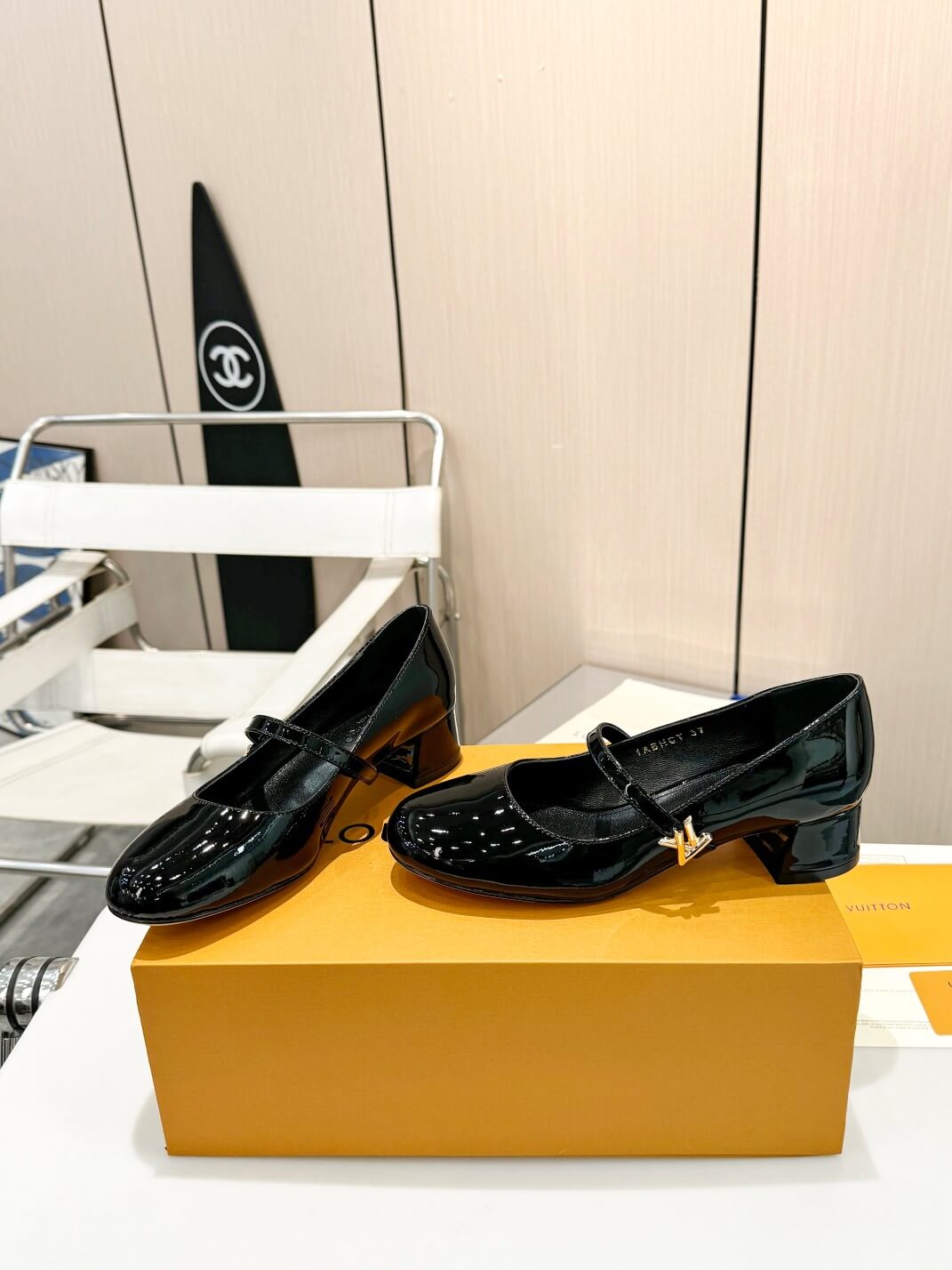 Louis Vuitton Black Patent Leather Mary Jane Pumps - Image 6