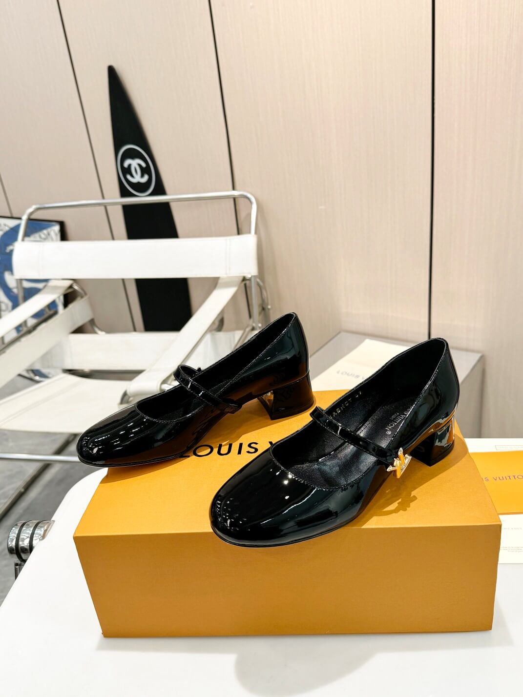 Louis Vuitton Black Patent Leather Mary Jane Pumps - Image 3