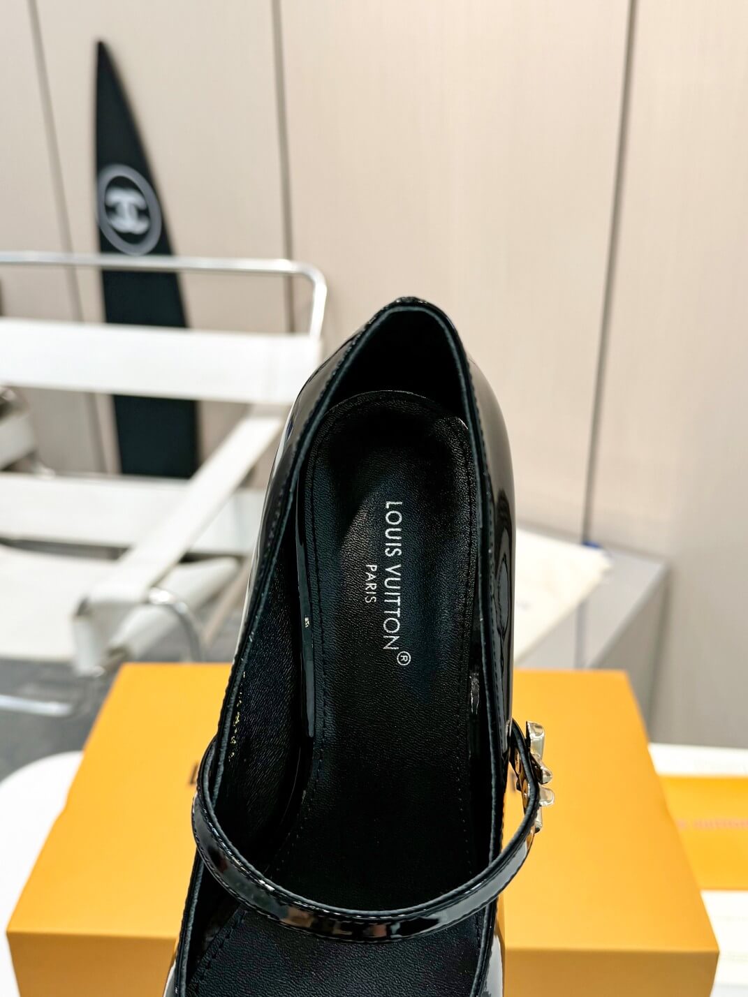 Louis Vuitton Black Patent Leather Mary Jane Pumps - Image 9