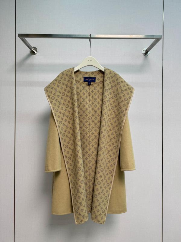Louis Vuitton Camel Monogram Reversible Hooded Wrap Coat
