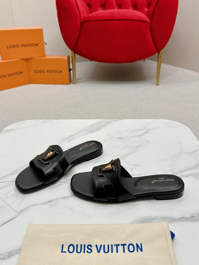Louis Vuitton Capri Flat Mules – Black Leather