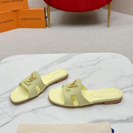 Louis Vuitton Capri Flat Mules – Pastel Yellow Leather