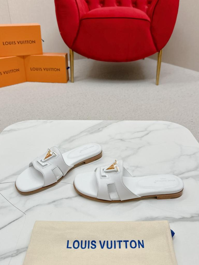 Louis Vuitton Capri Flat Mules – White Leather