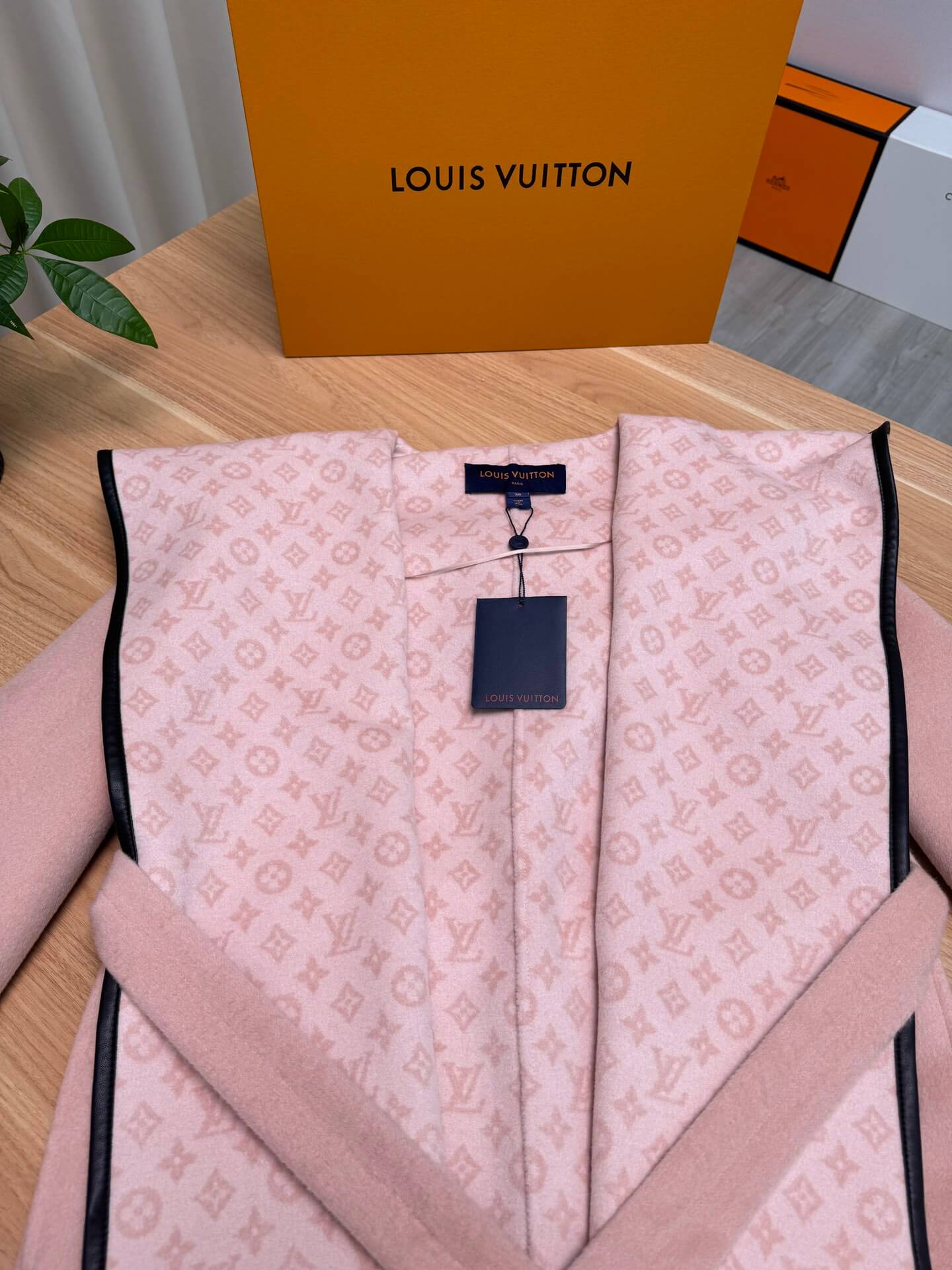 Louis Vuitton Double Face Monogram Hooded Wrap Coat in Light Pink - Image 13