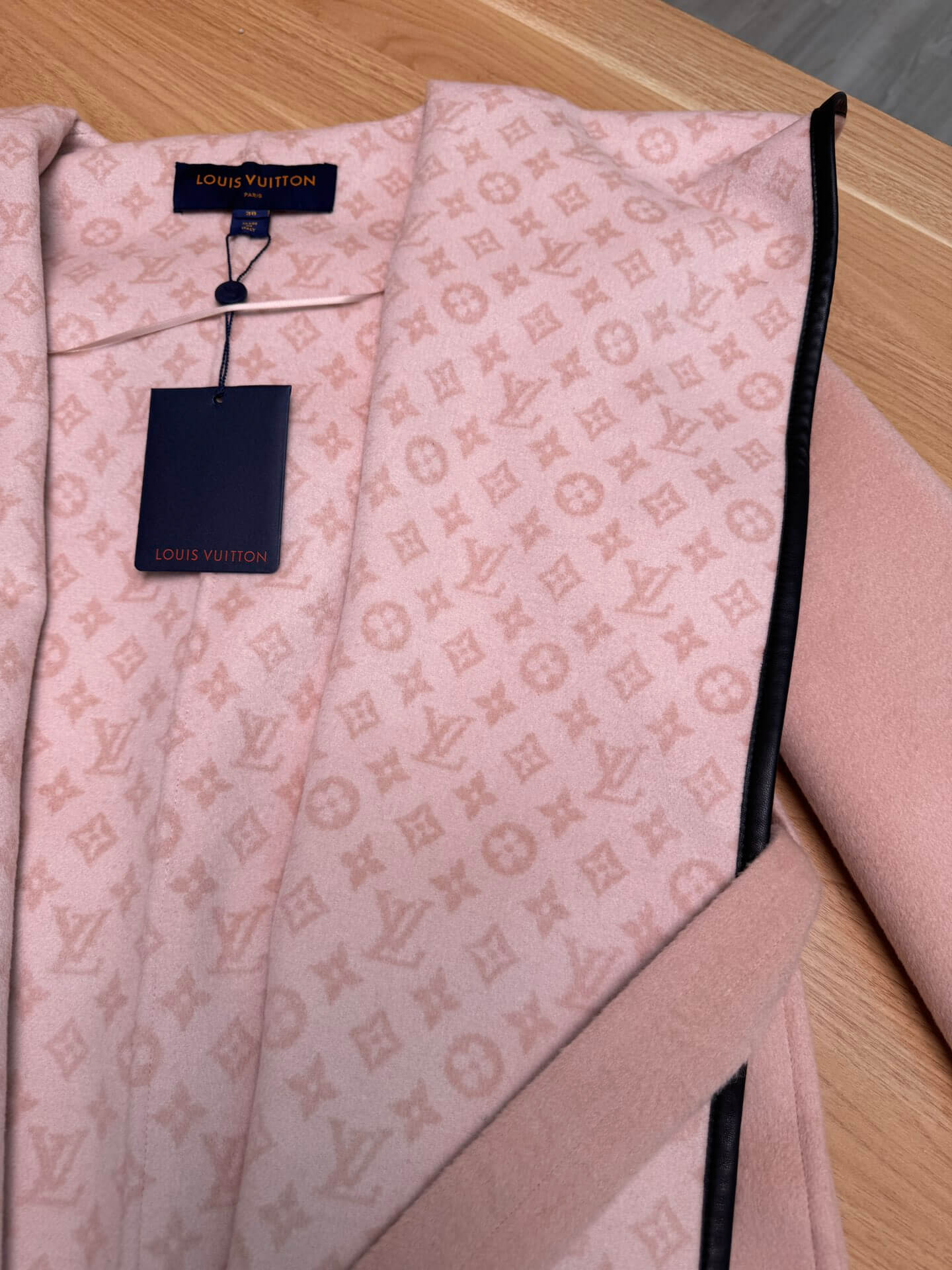 Louis Vuitton Double Face Monogram Hooded Wrap Coat in Light Pink - Image 11