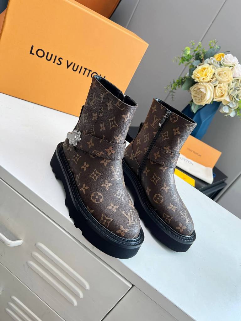 Louis Vuitton Laureate Platform Desert Boot in Brown Monogram Canvas