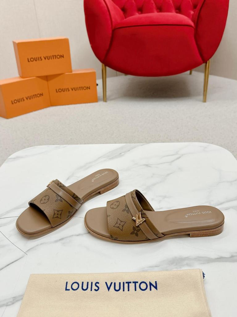 Louis Vuitton Lock It Flat Mule - Monogram Canvas - Brown