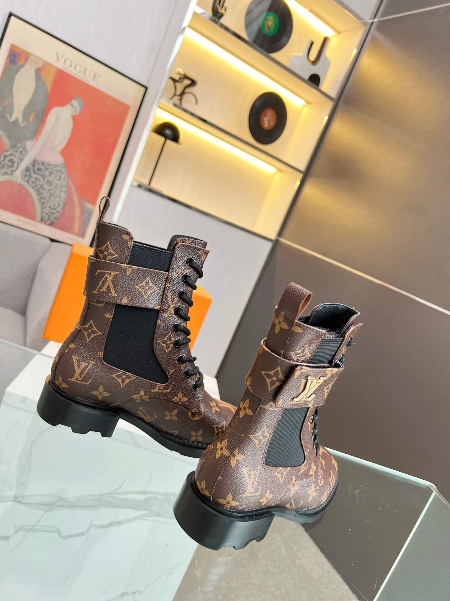 Louis Vuitton Monogram Wonderland Flat Laced Up Ranger Boot - Image 6