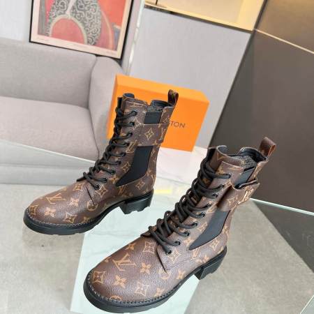 Louis Vuitton Monogram Wonderland Flat Laced Up Ranger Boot