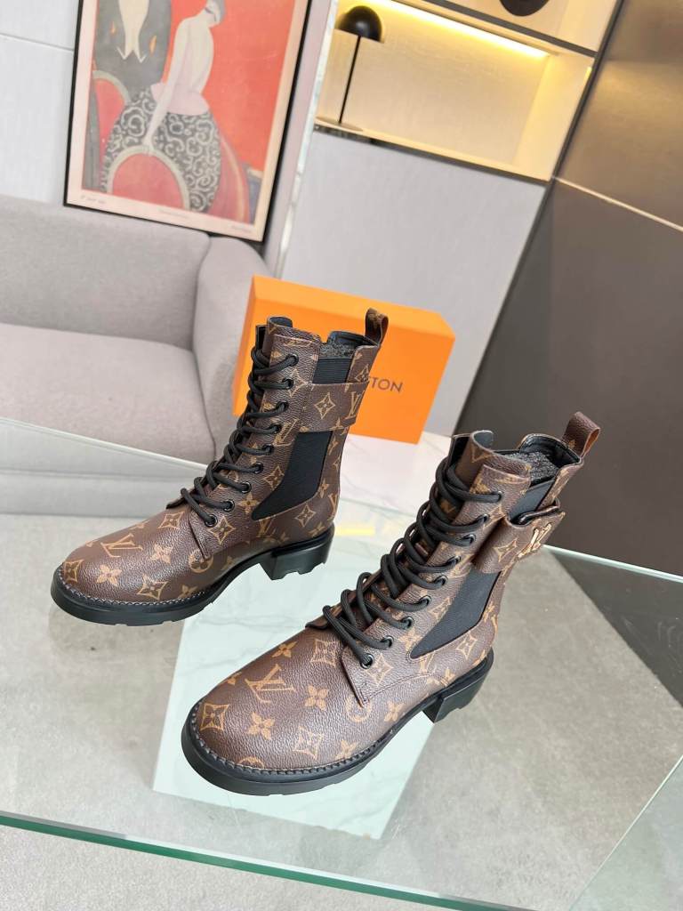 Louis Vuitton Monogram Wonderland Flat Laced Up Ranger Boot