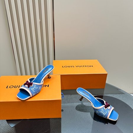 Louis Vuitton Neo Revival Mule - Denim Monogram with Velvet Bow