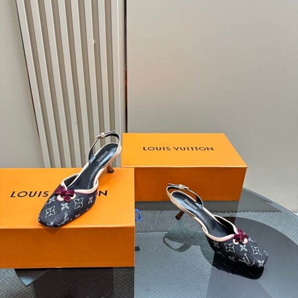 Louis Vuitton Neo Revival Slingback Pumps in Black Denim Monogram