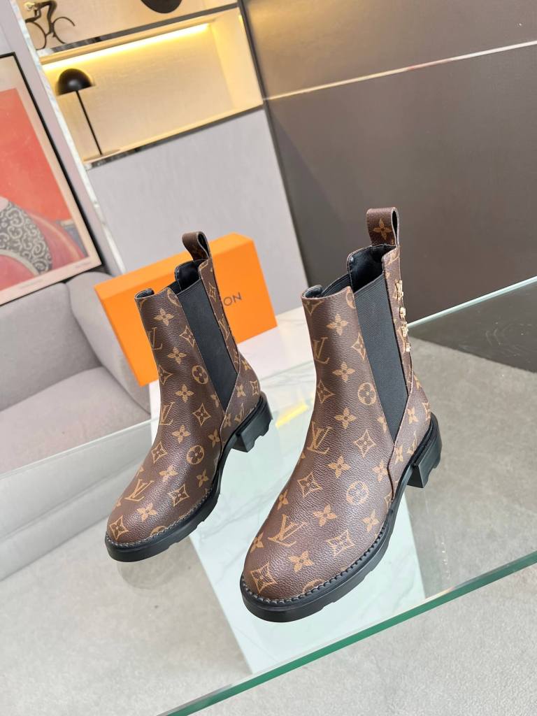 Louis Vuitton Oberkampf Ankle Boot in Brown Monogram Canvas