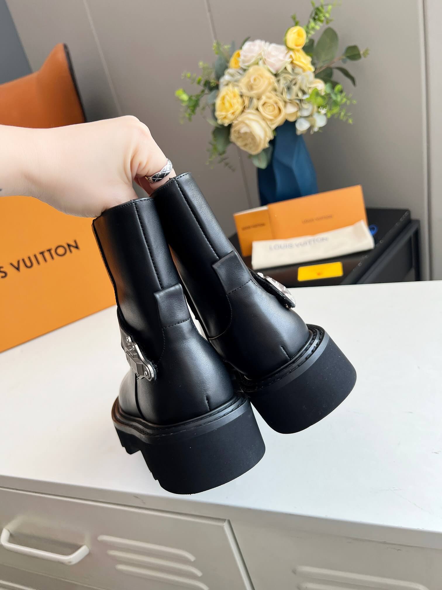 Louis Vuitton Pillow Comfort Ankle Boot in Black Leather - Image 4