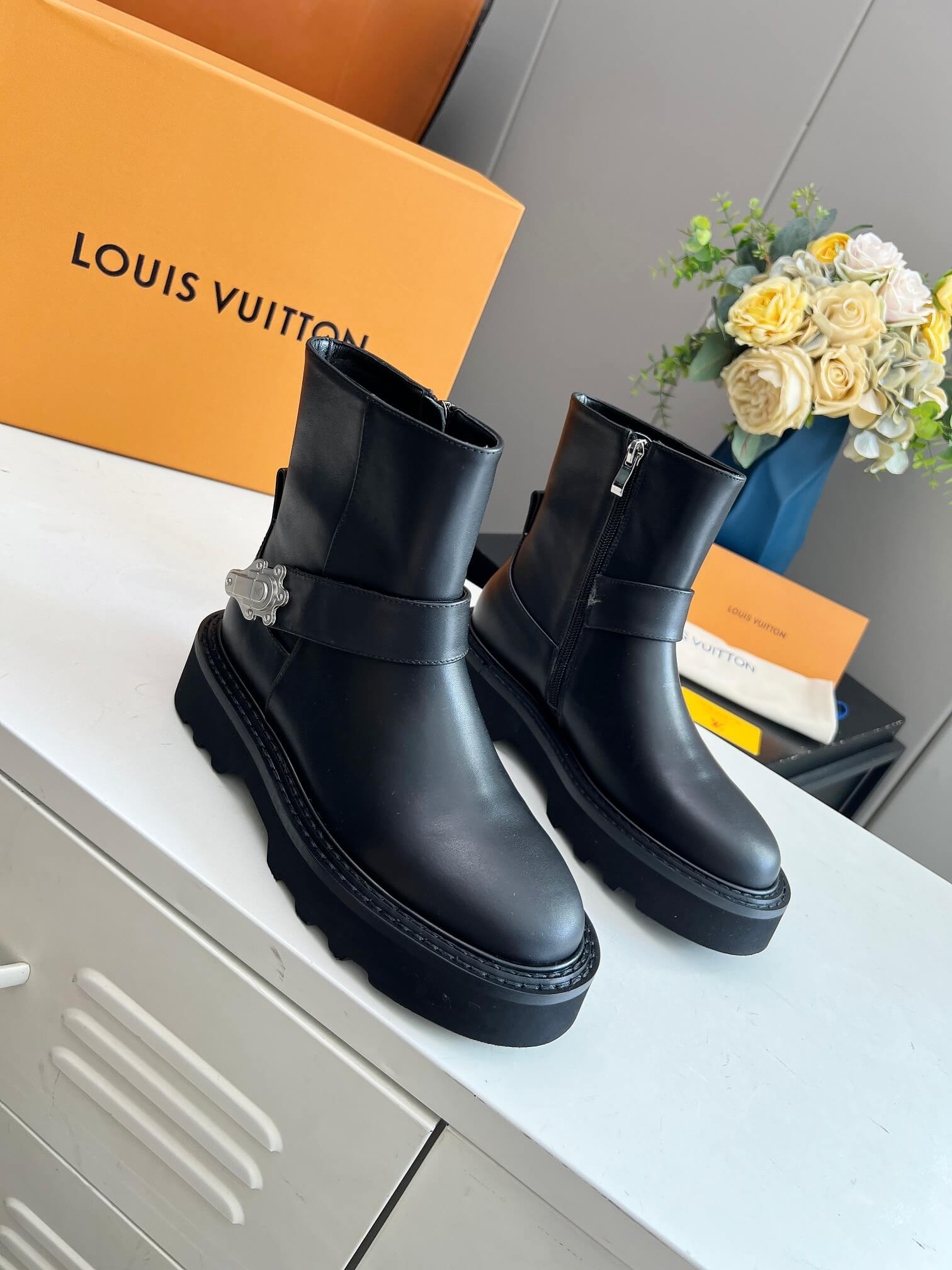Louis Vuitton Pillow Comfort Ankle Boot in Black Leather
