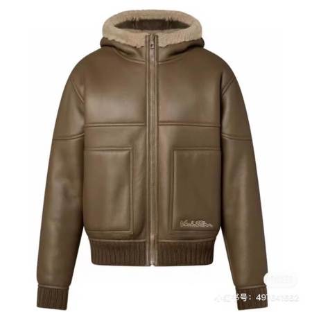 Louis Vuitton Reversible Shearling Hooded Blouson – Luxe Warmth in Beige