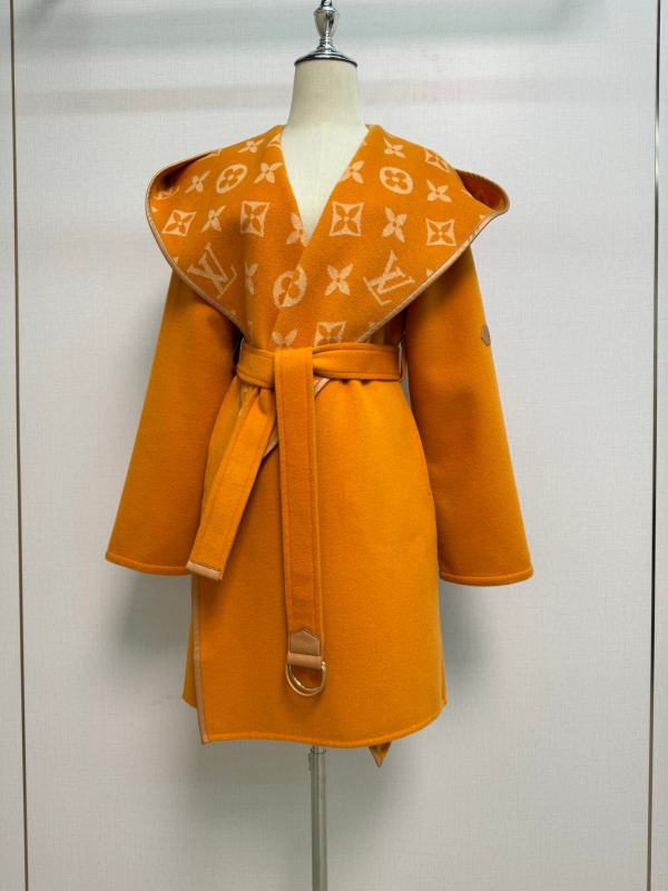 Louis Vuitton Signature Double Face Monogram Wrap Coat in Mustard Orange